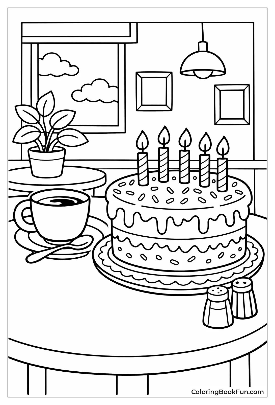 Cafe Table with Cake