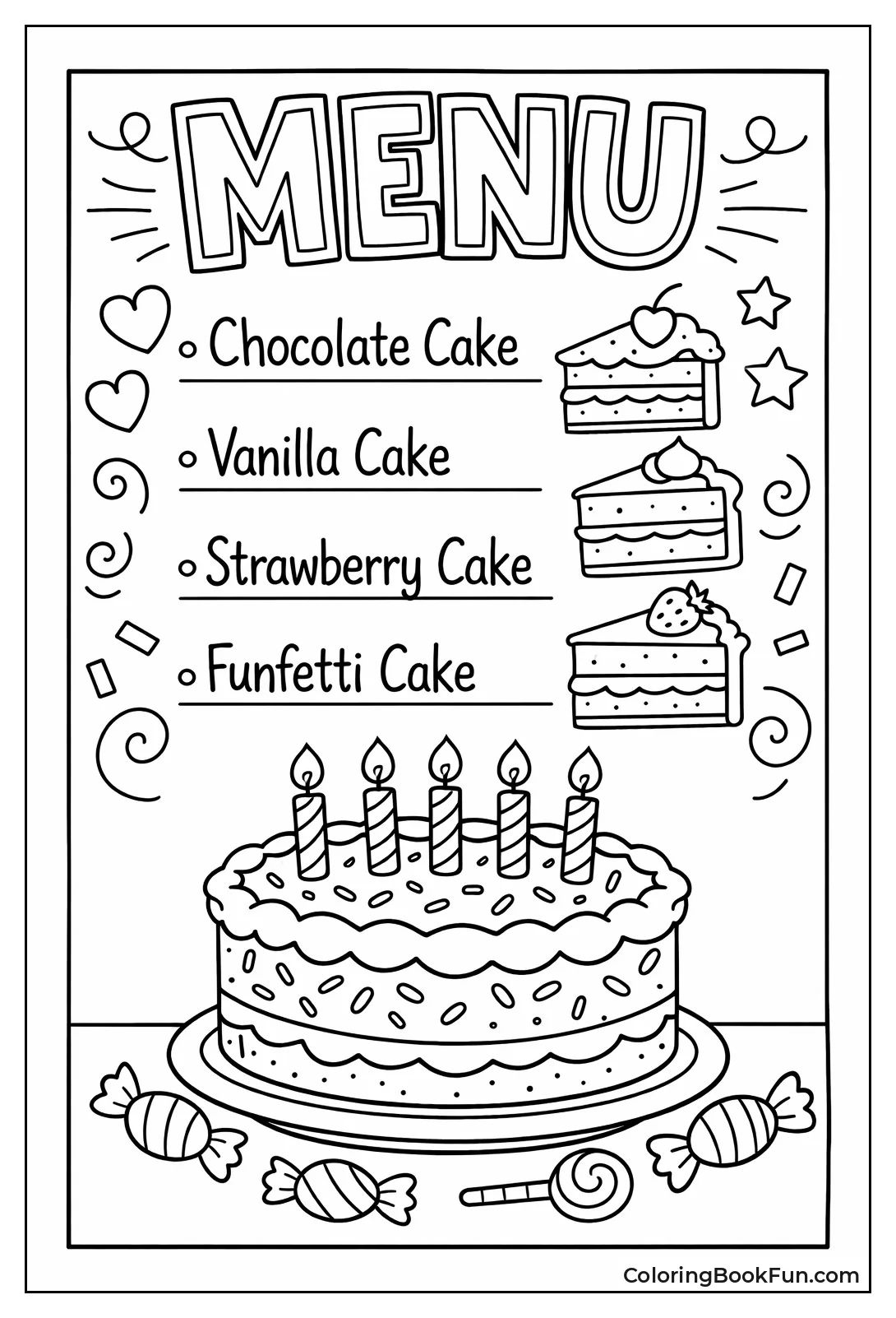 Cafe Menu with Cakes