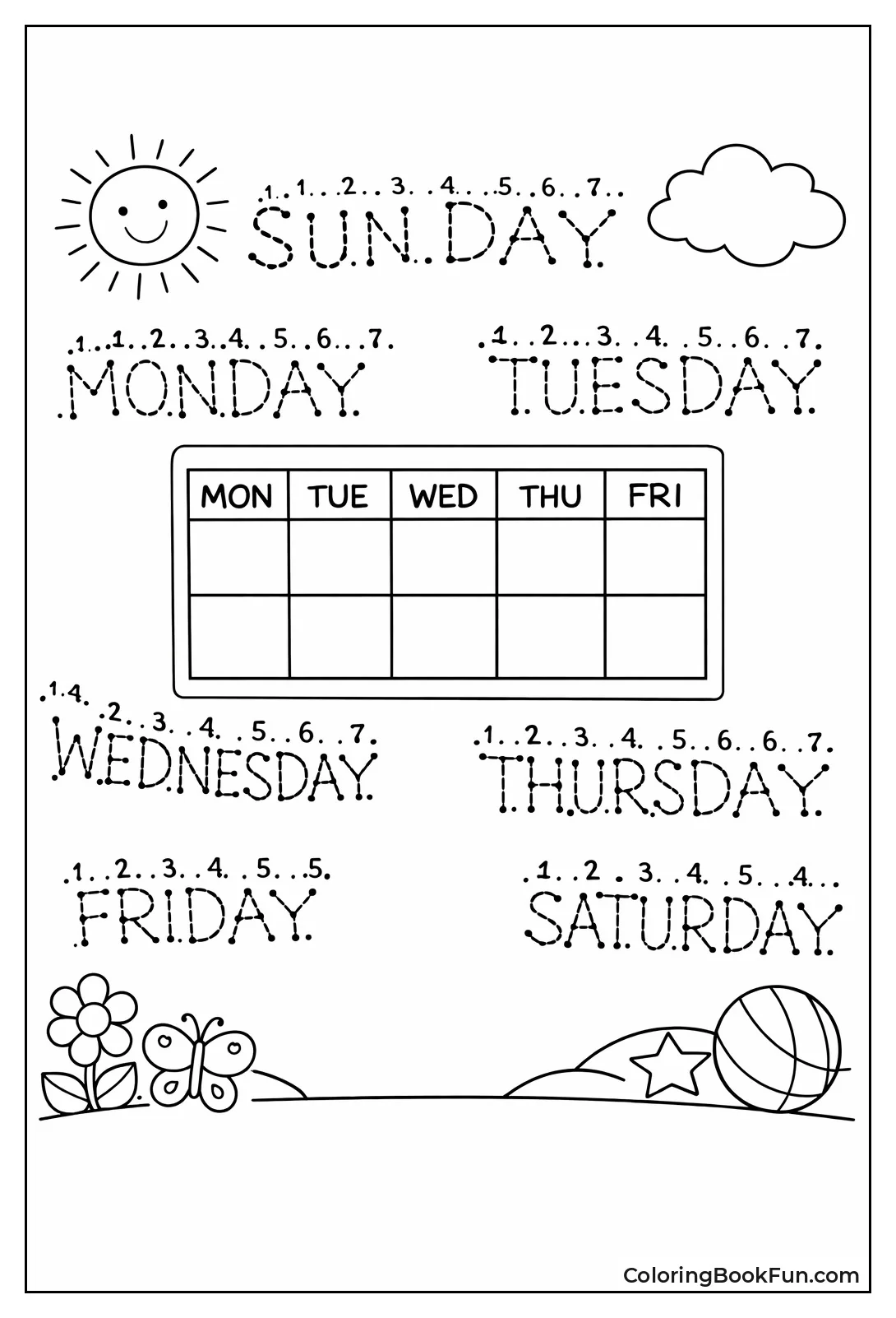 Connect Dots for Week Days
