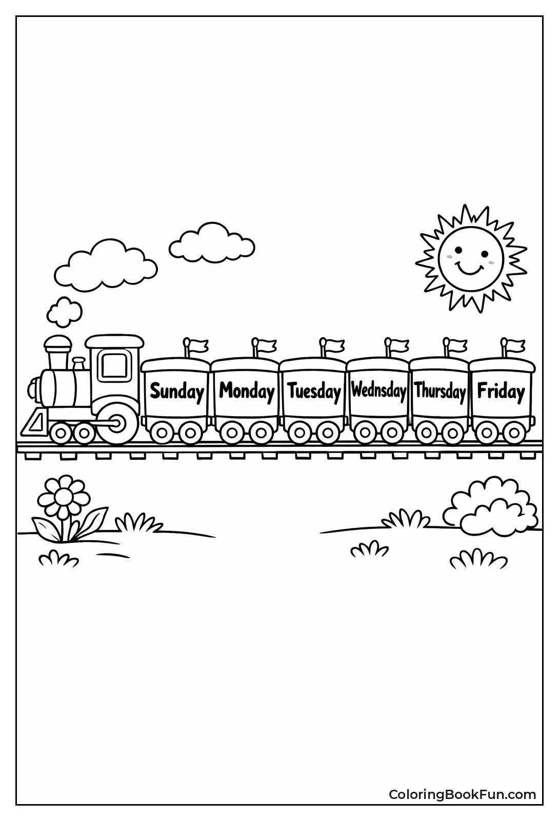 Train Cars Label Week Days