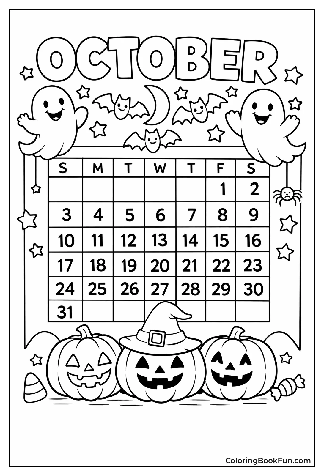 Halloween October Pumpkins and Ghosts