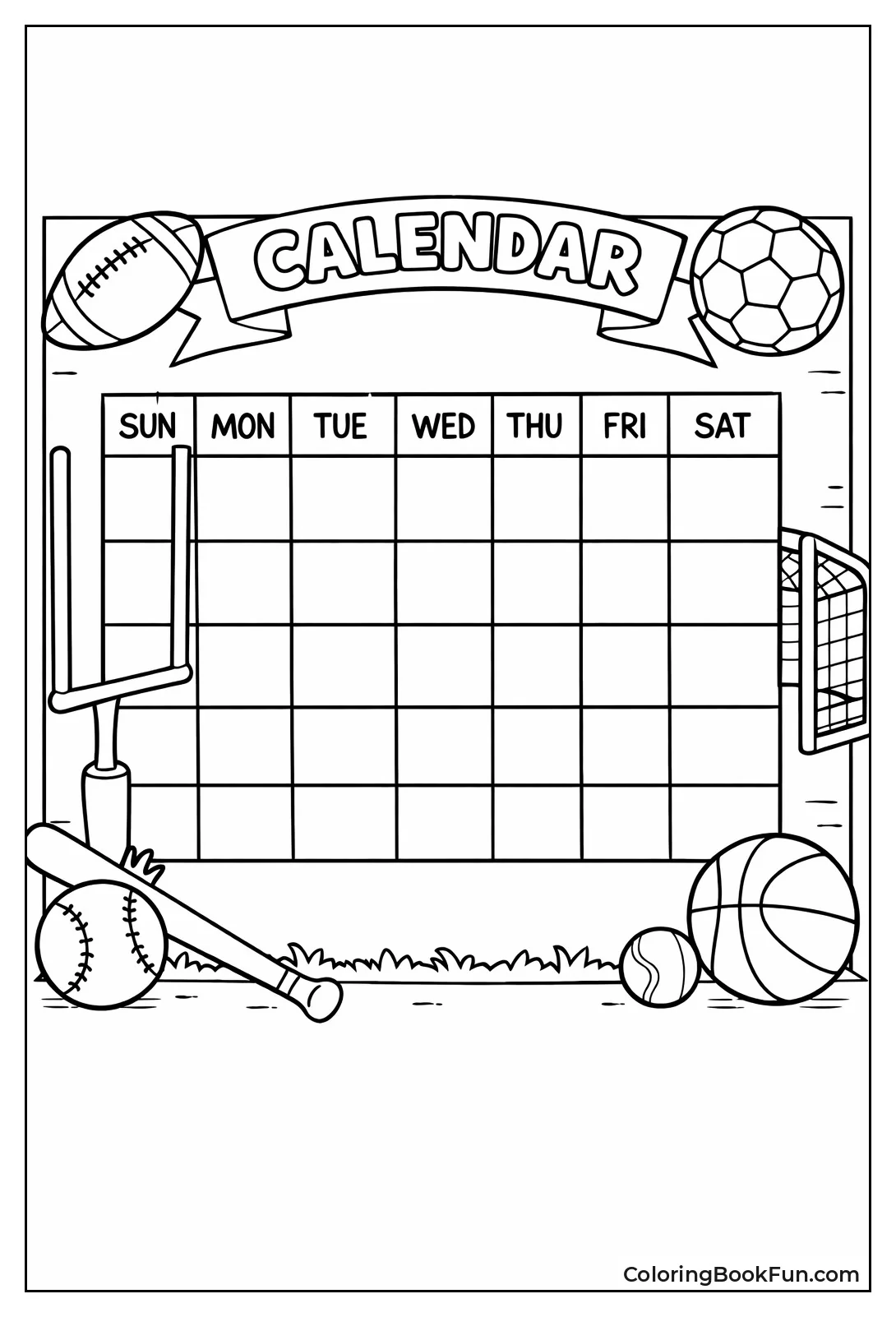 Sports Balls Frame Schedule Grid