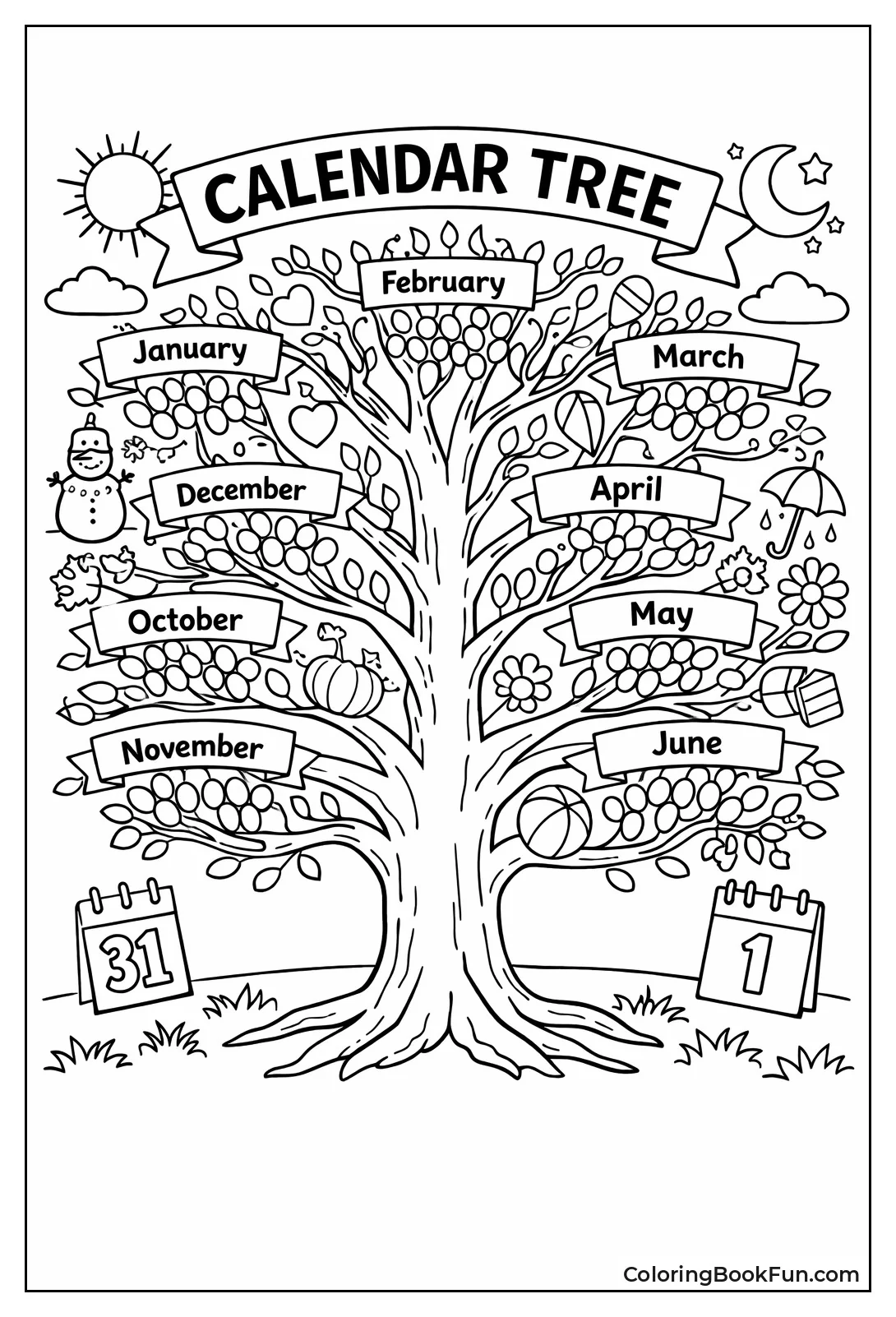 Tree Branches Hold Monthly Days