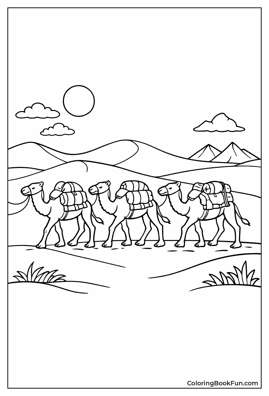 Camel Caravan Crossing Dunes