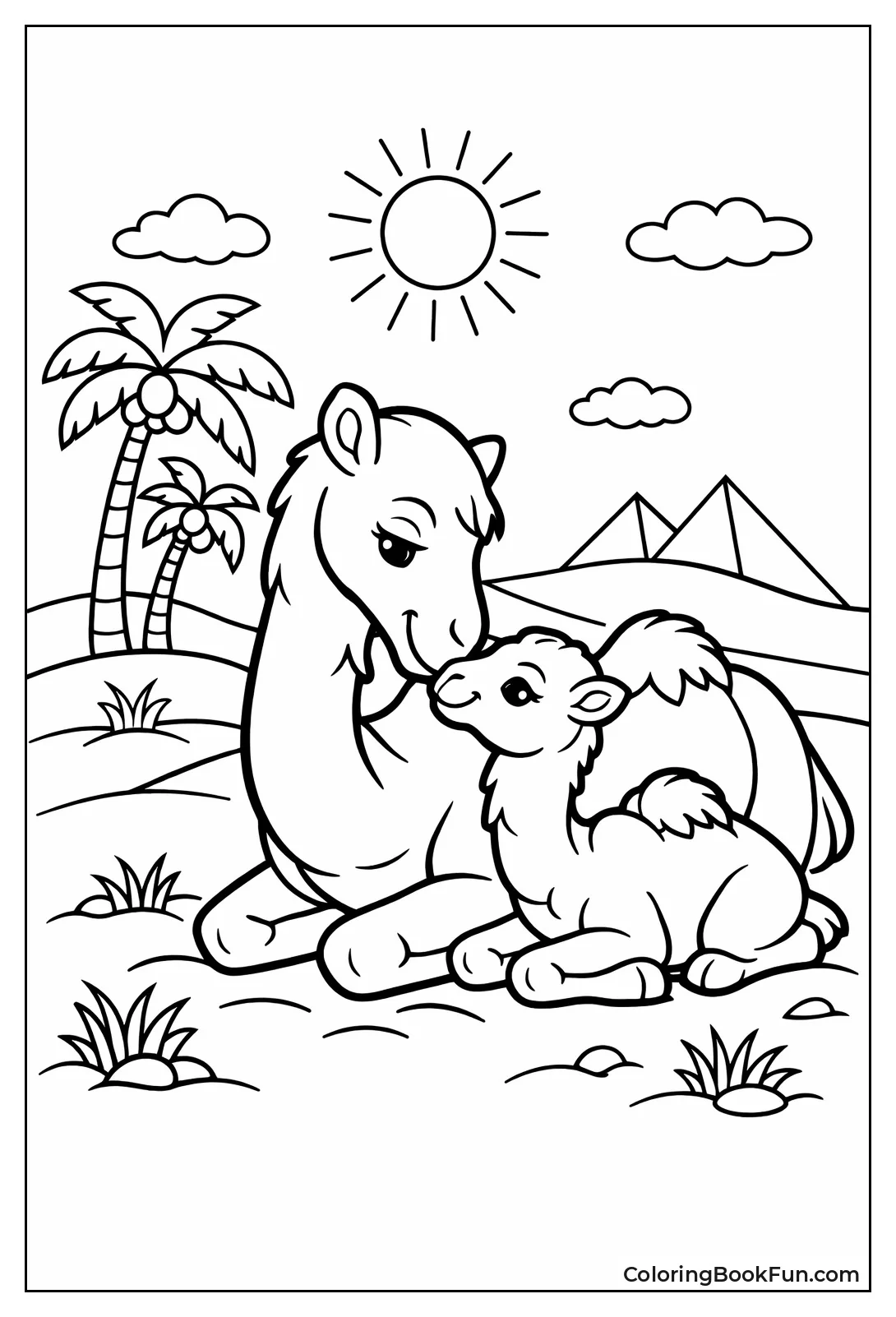 Mother Camel Nuzzling Calf