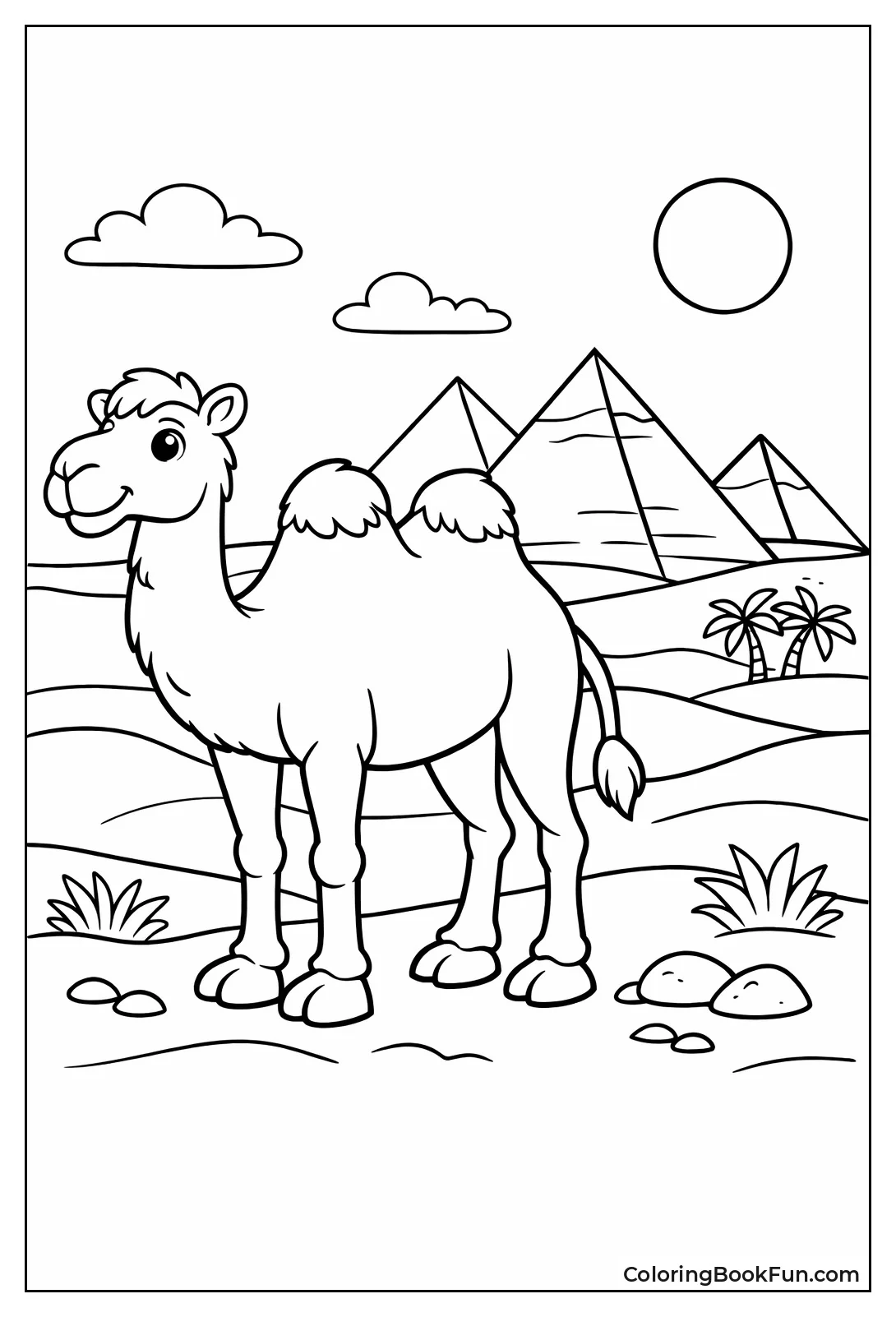 Camel with Pyramids Background