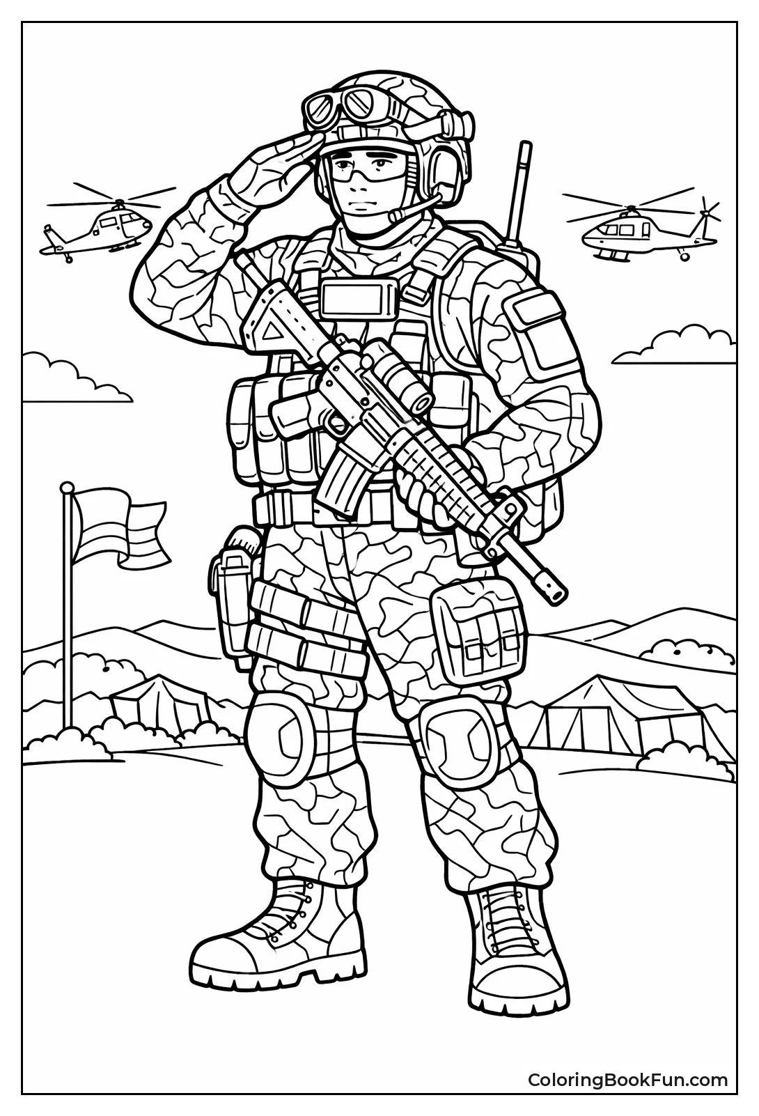 Soldier Wears Camo Gear