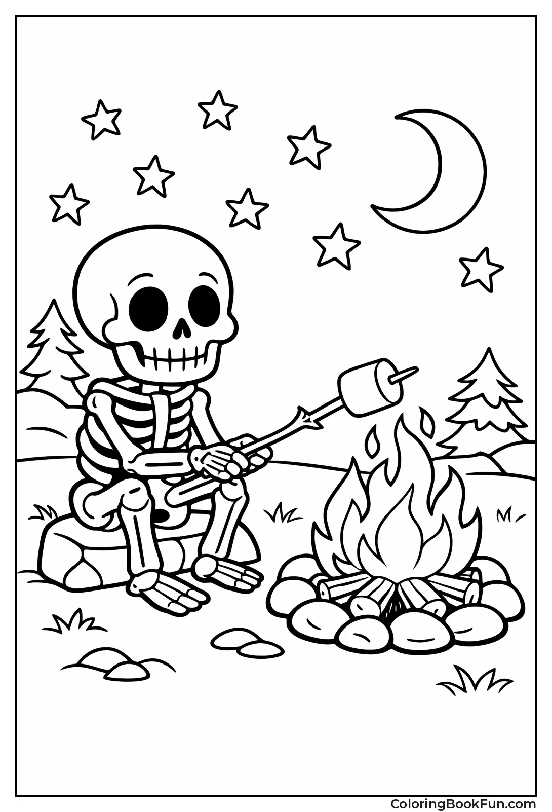 Skeleton Roasting Campfire Marshmallow