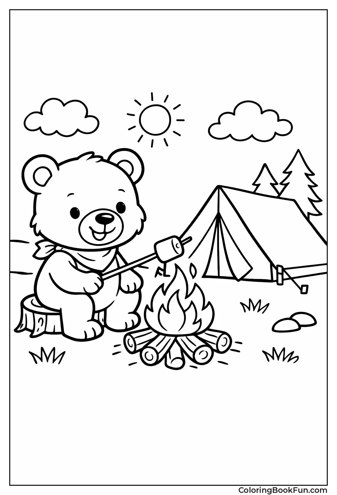 Bear Roasting Marshmallow