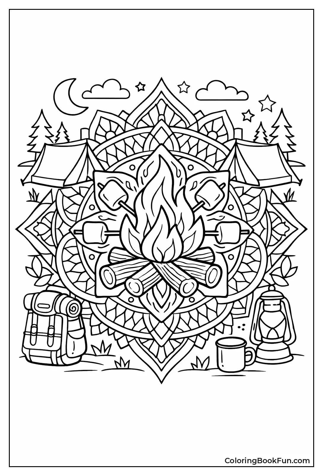 Campfire Mandala with Flames