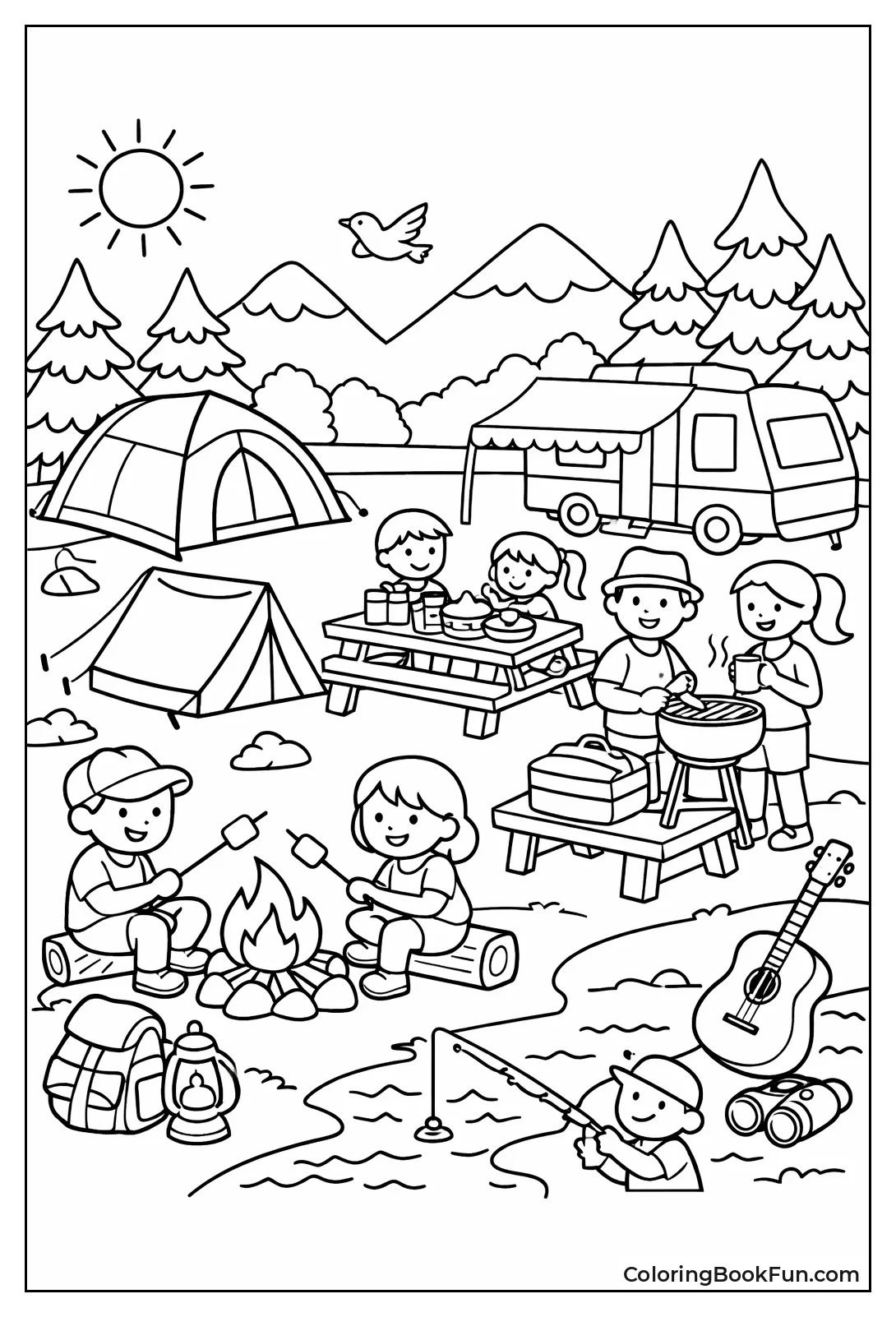 Busy Campground with RVs