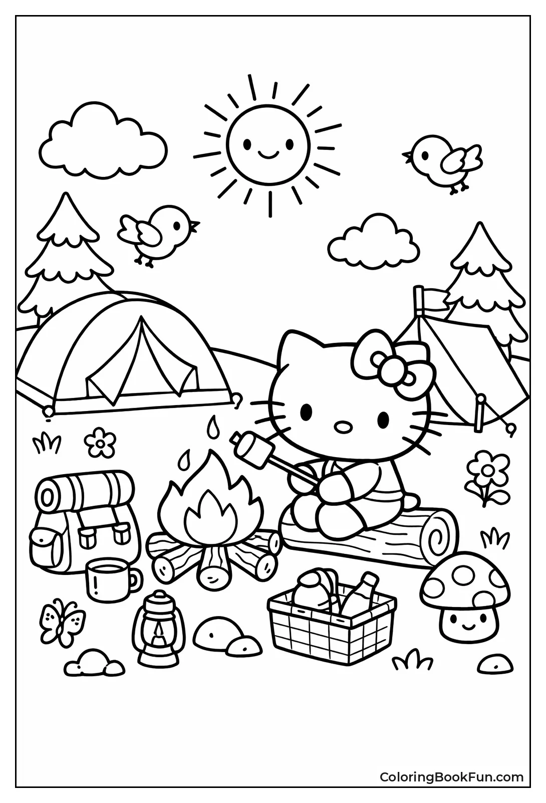 Hello Kitty at Campsite