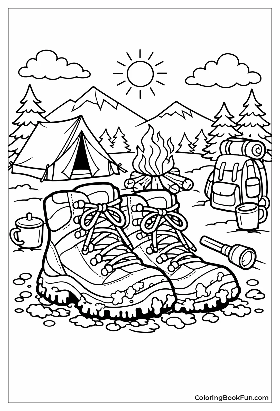 Muddy Hiking Boots Close-Up