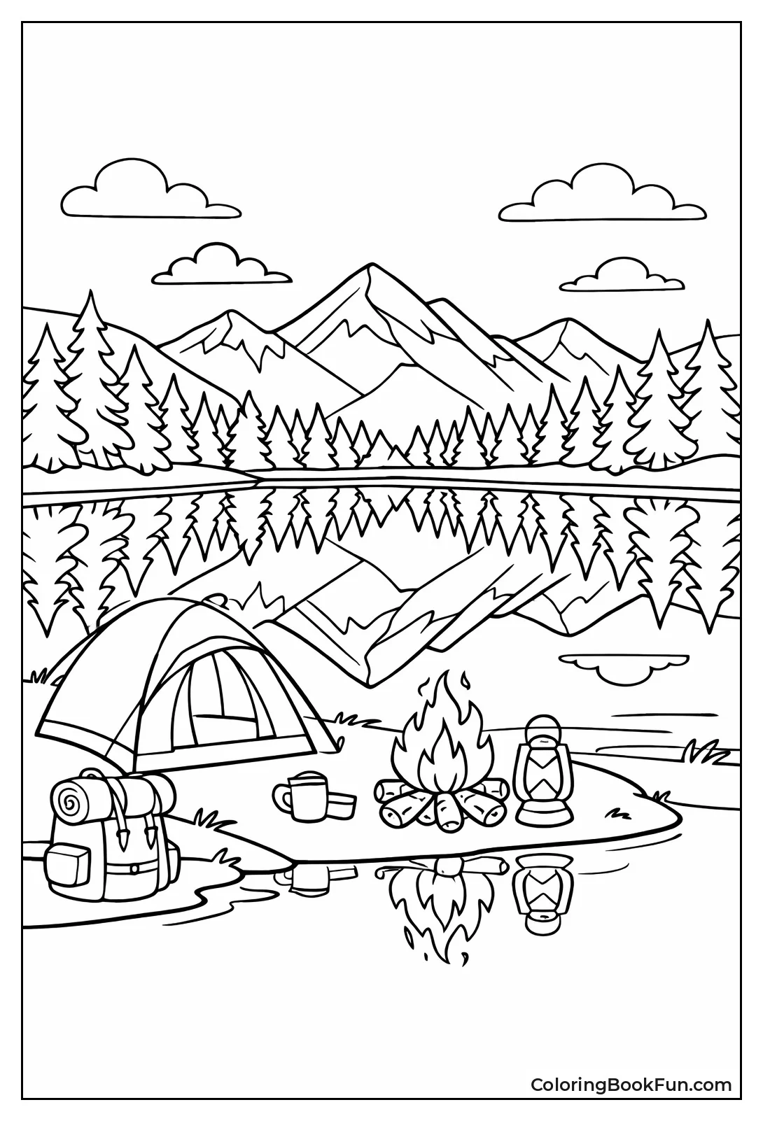 Tent Reflects in Lake