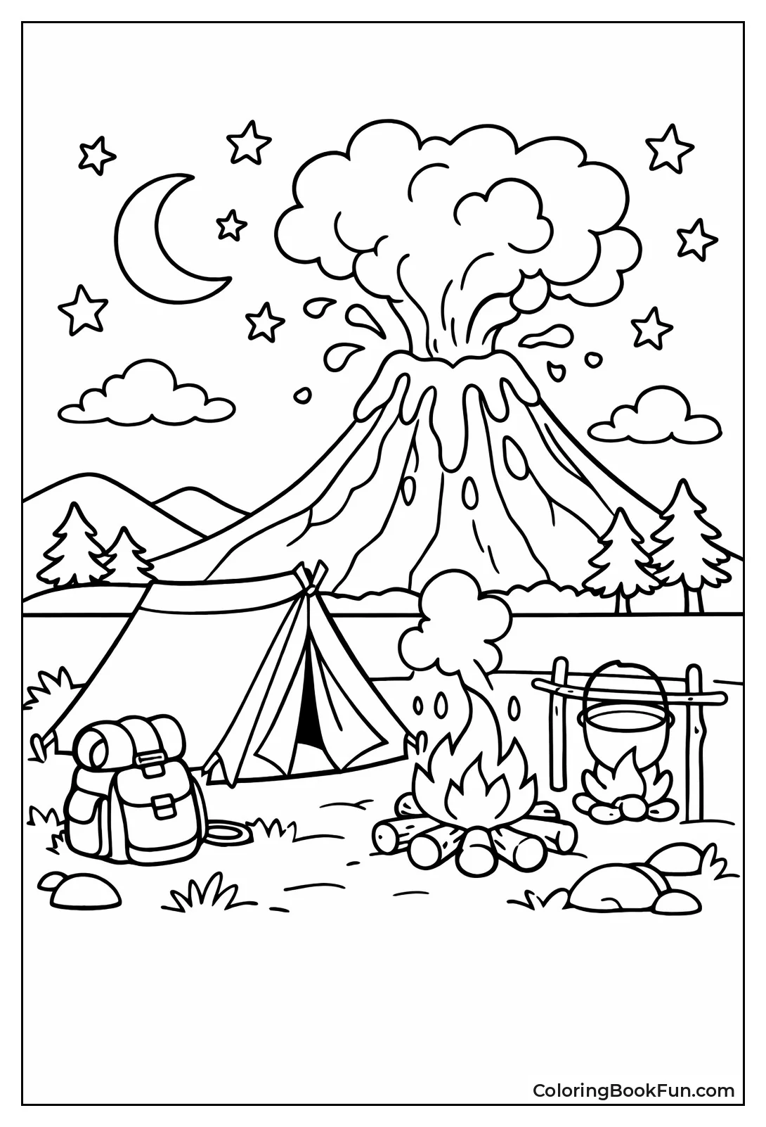 Camping by Smoking Volcano