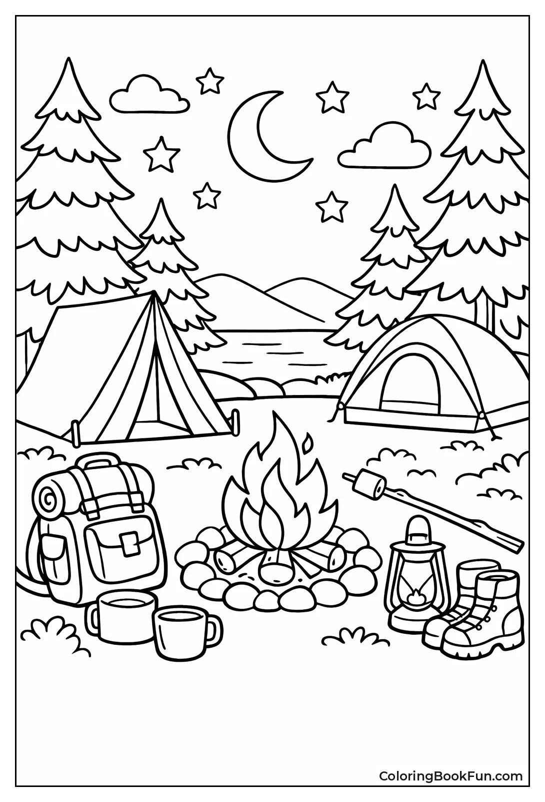 Forest Campsite with Stars