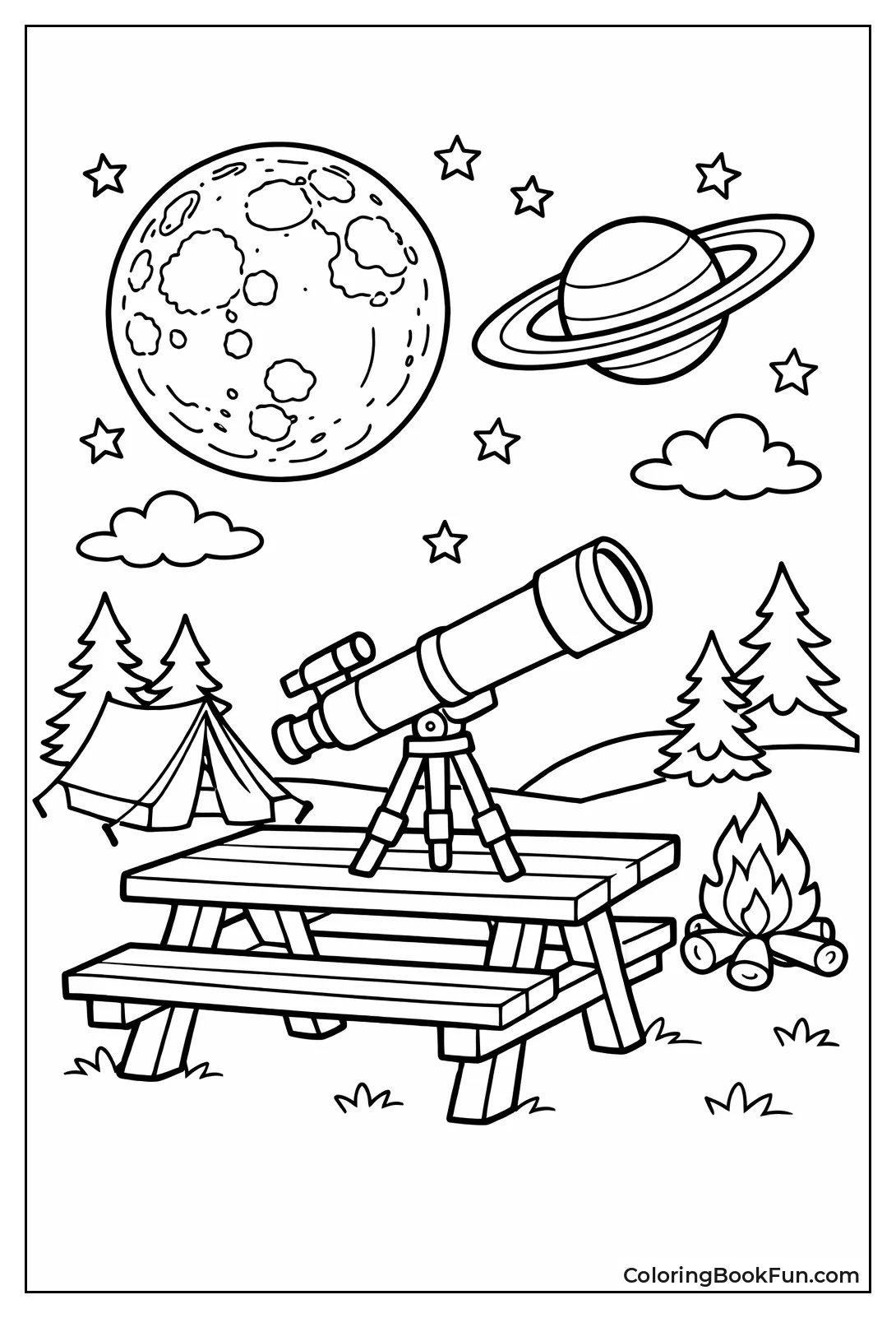 Telescope Views Moon and Saturn