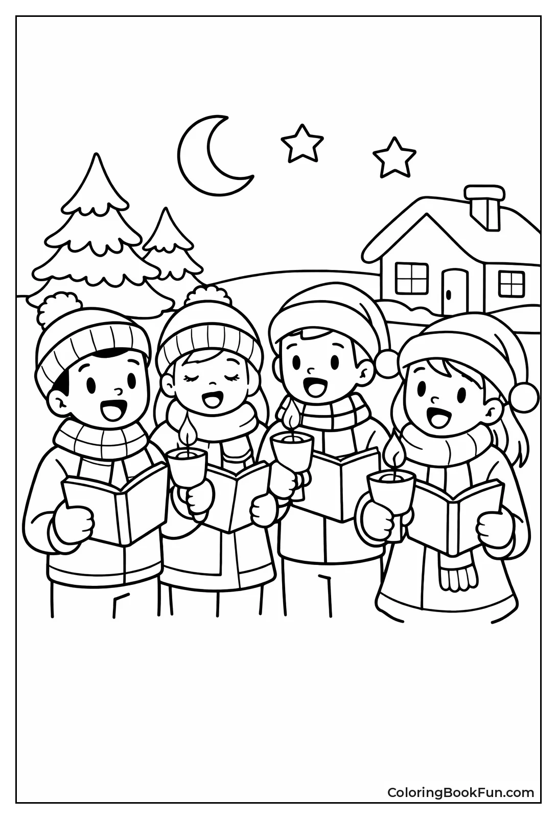 Carolers Hold Candles at Night