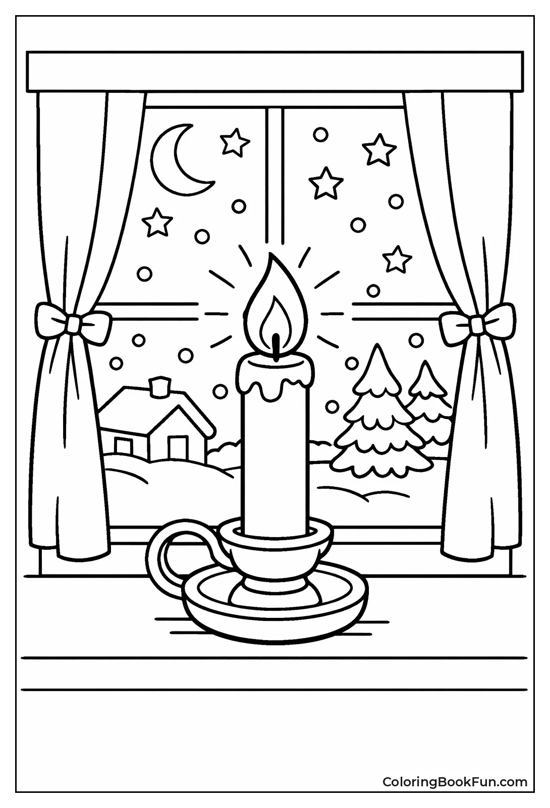 Electric Candle in Snowy Window