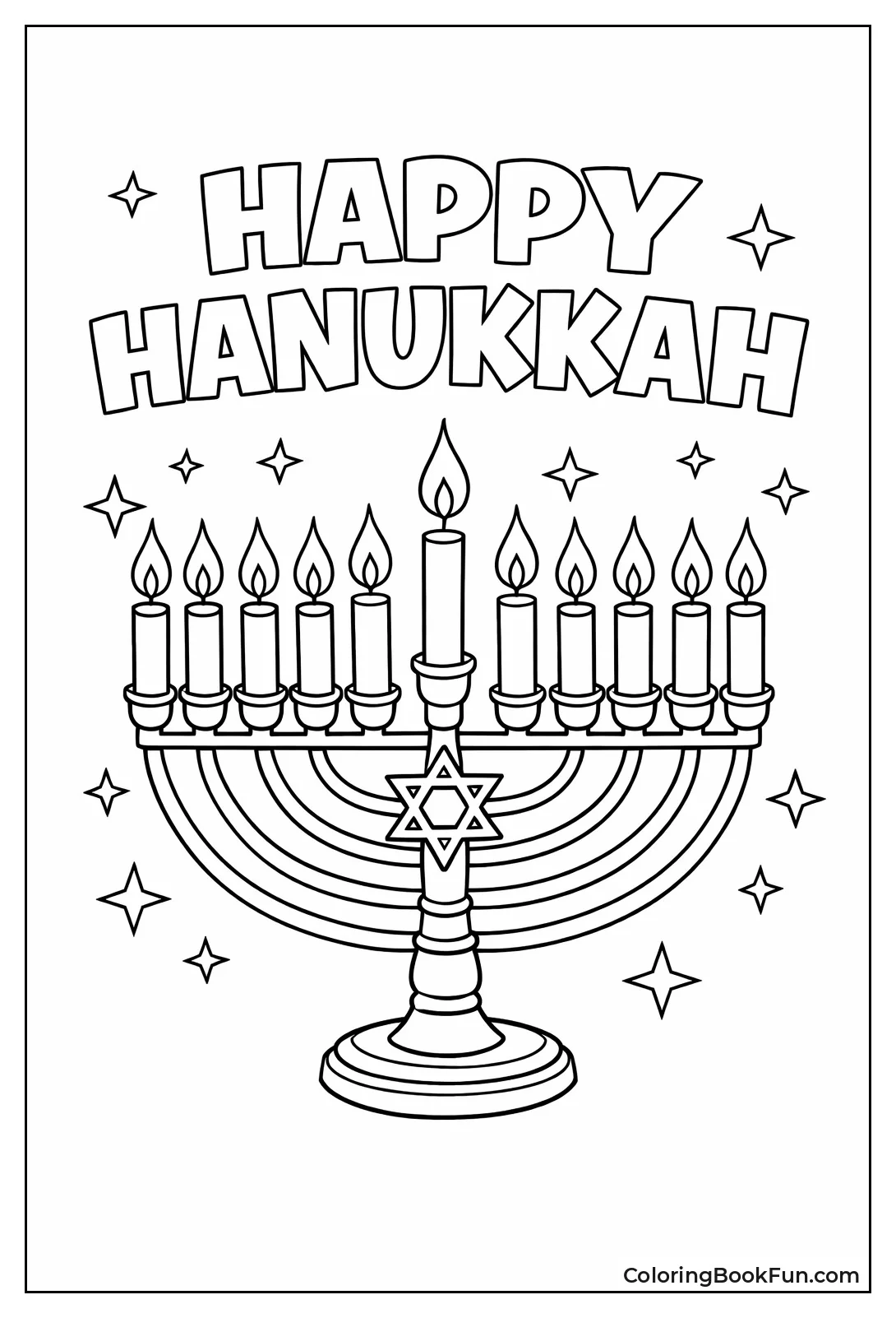 Hanukkah Menorah with Burning Candles