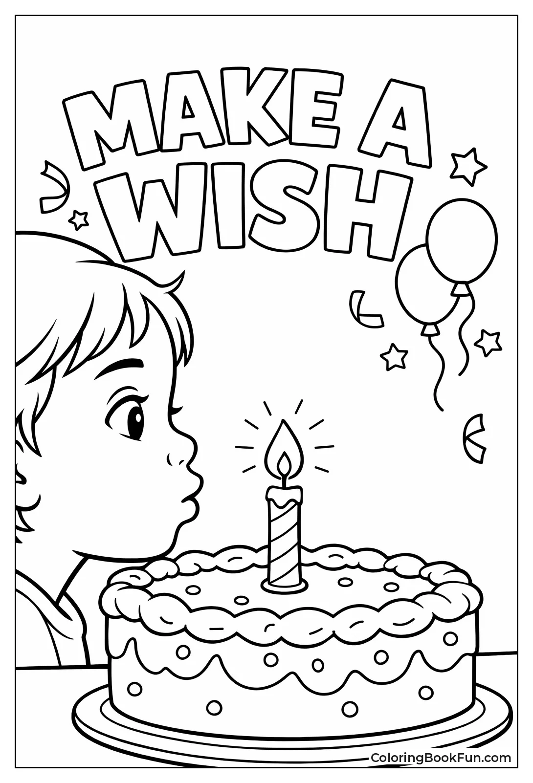 Child Makes Wish on Candle