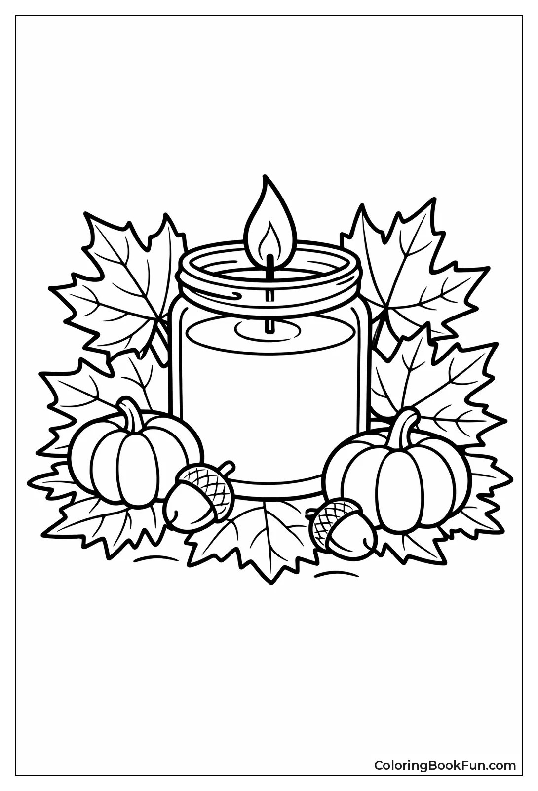Jar Candle with Autumn Leaves