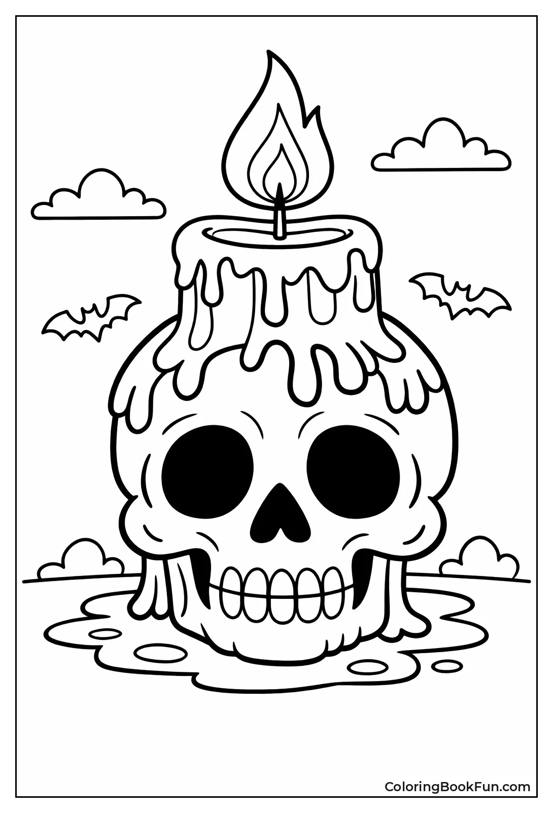 Candle Skull Dripping Wax Flame