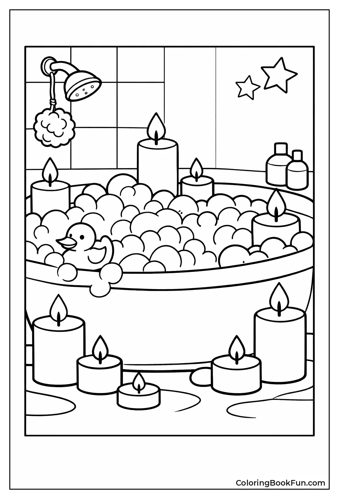 Votives Surround Bubble Bath Tub