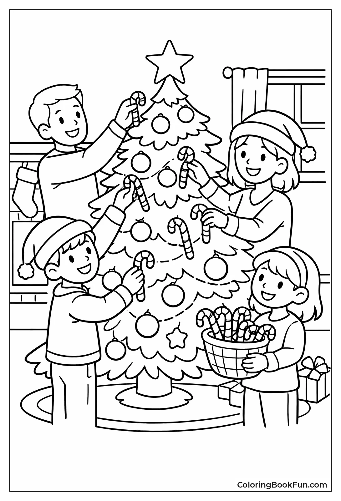 Family Hangs Candy Canes