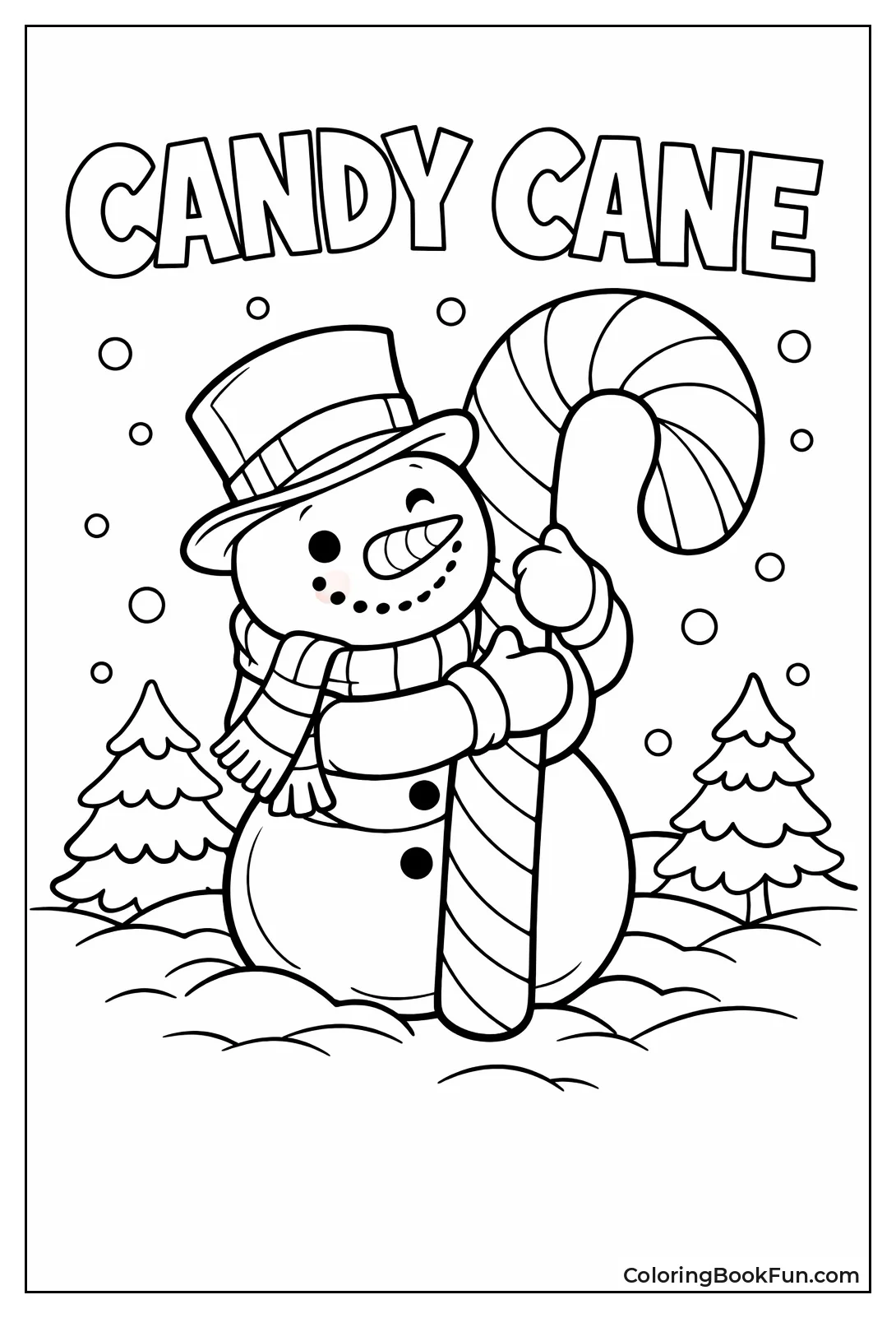 Snowman Holding Candy Cane
