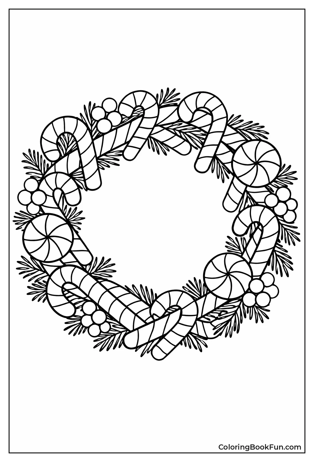 Candy Cane Wreath with Berries