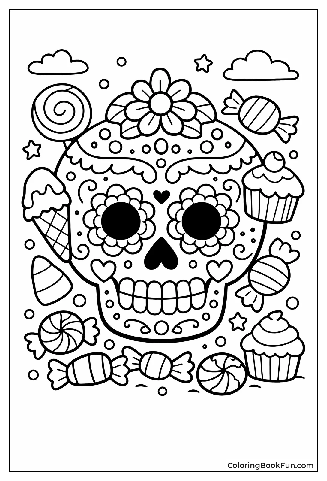 Whimsical Candy Sugar Skull