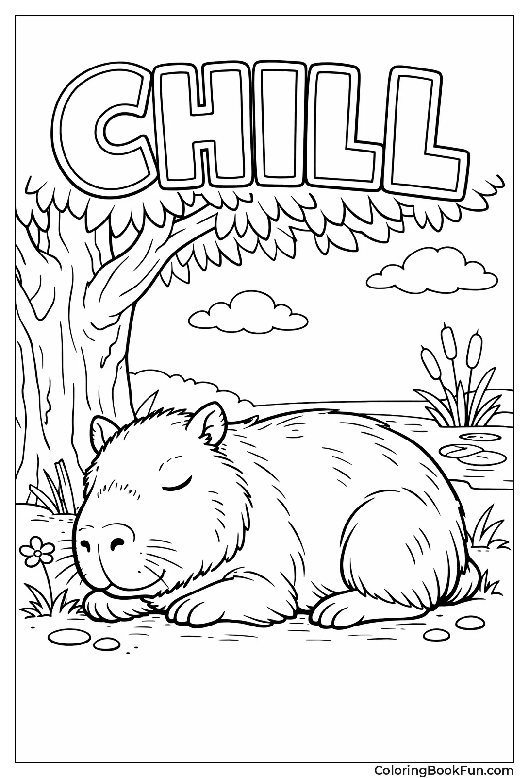 Capybara Napping under Tree