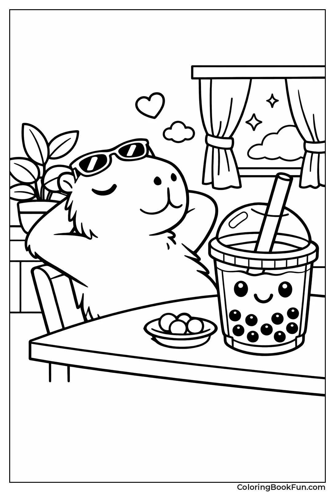 Capybara Relaxing with Boba