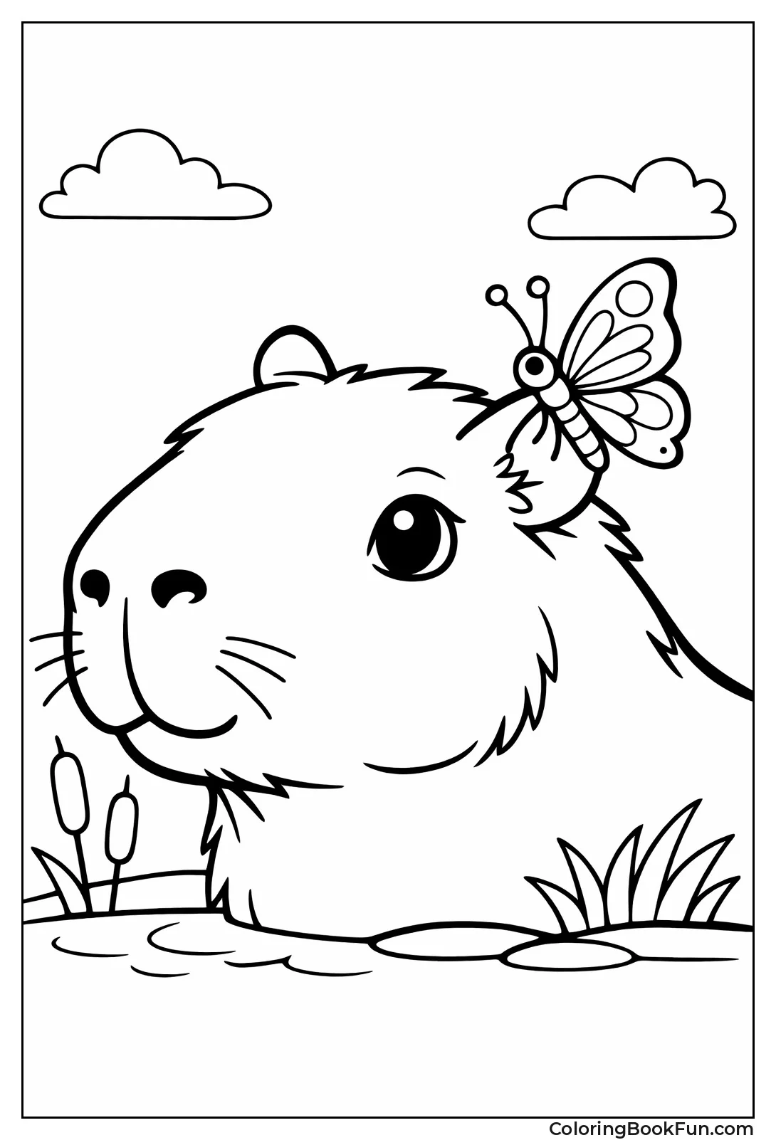 Butterfly on Capybara Ear