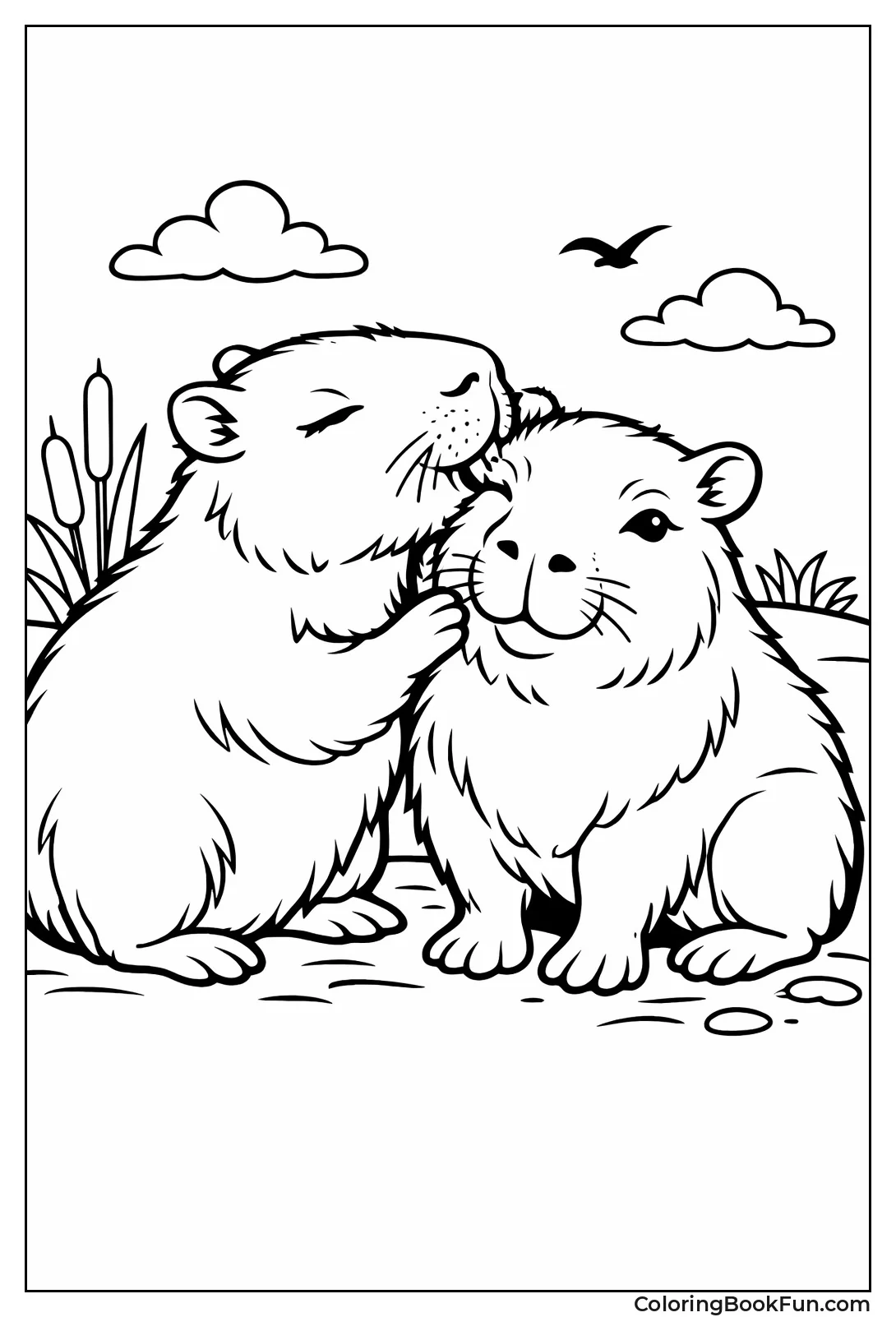 Capybaras Grooming Each Other