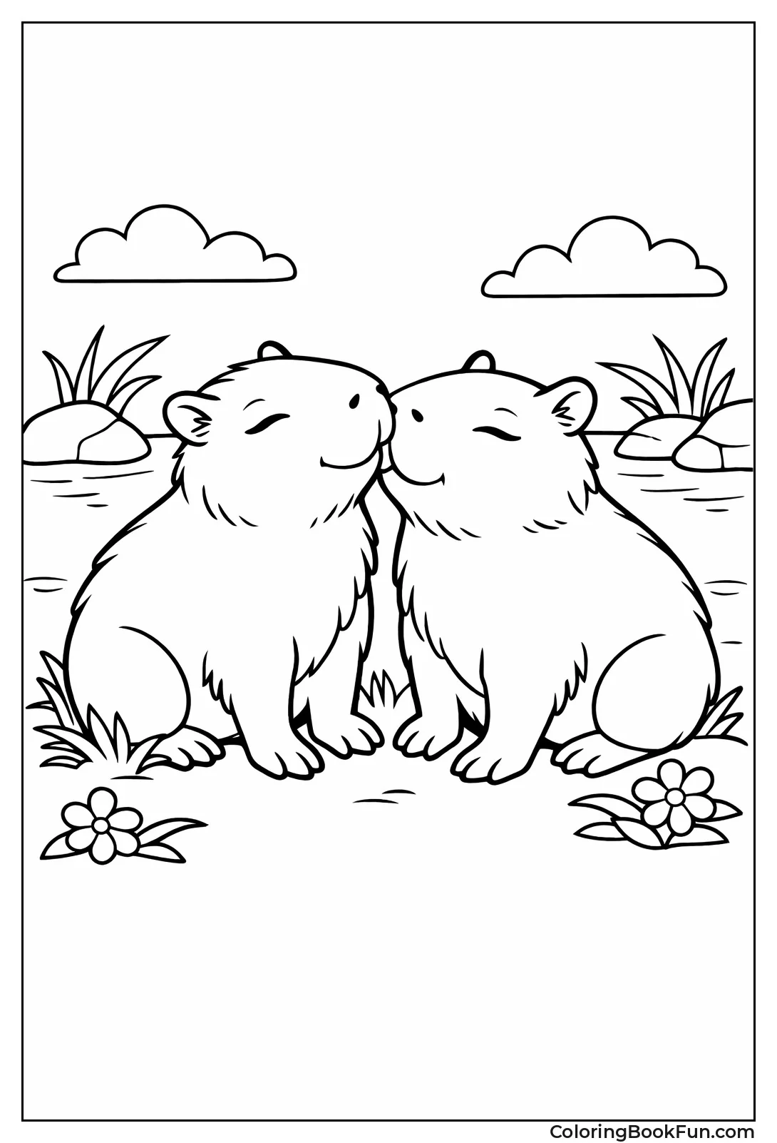 Capybaras Nuzzling in Hug