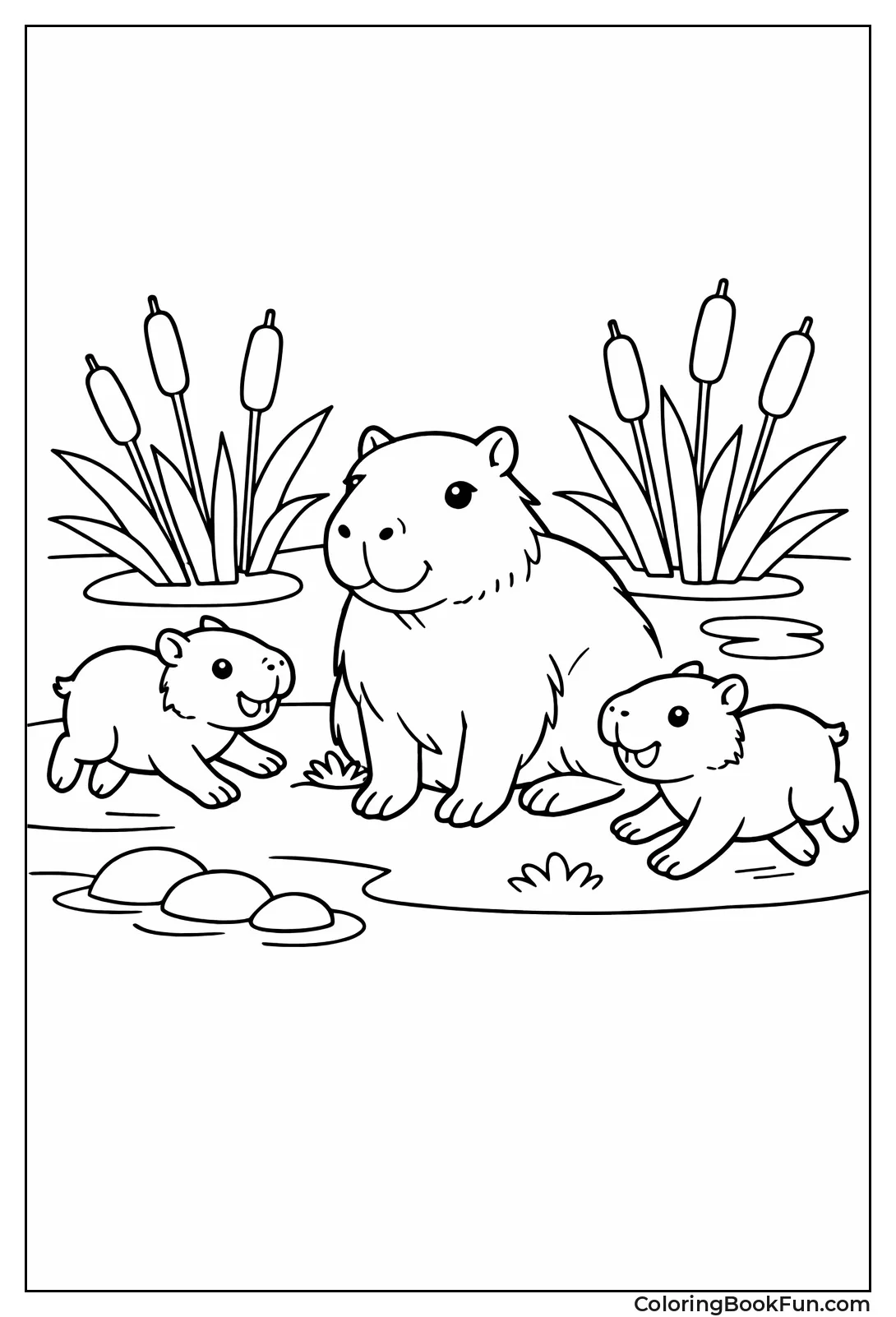 Young Capybaras Playing Chase