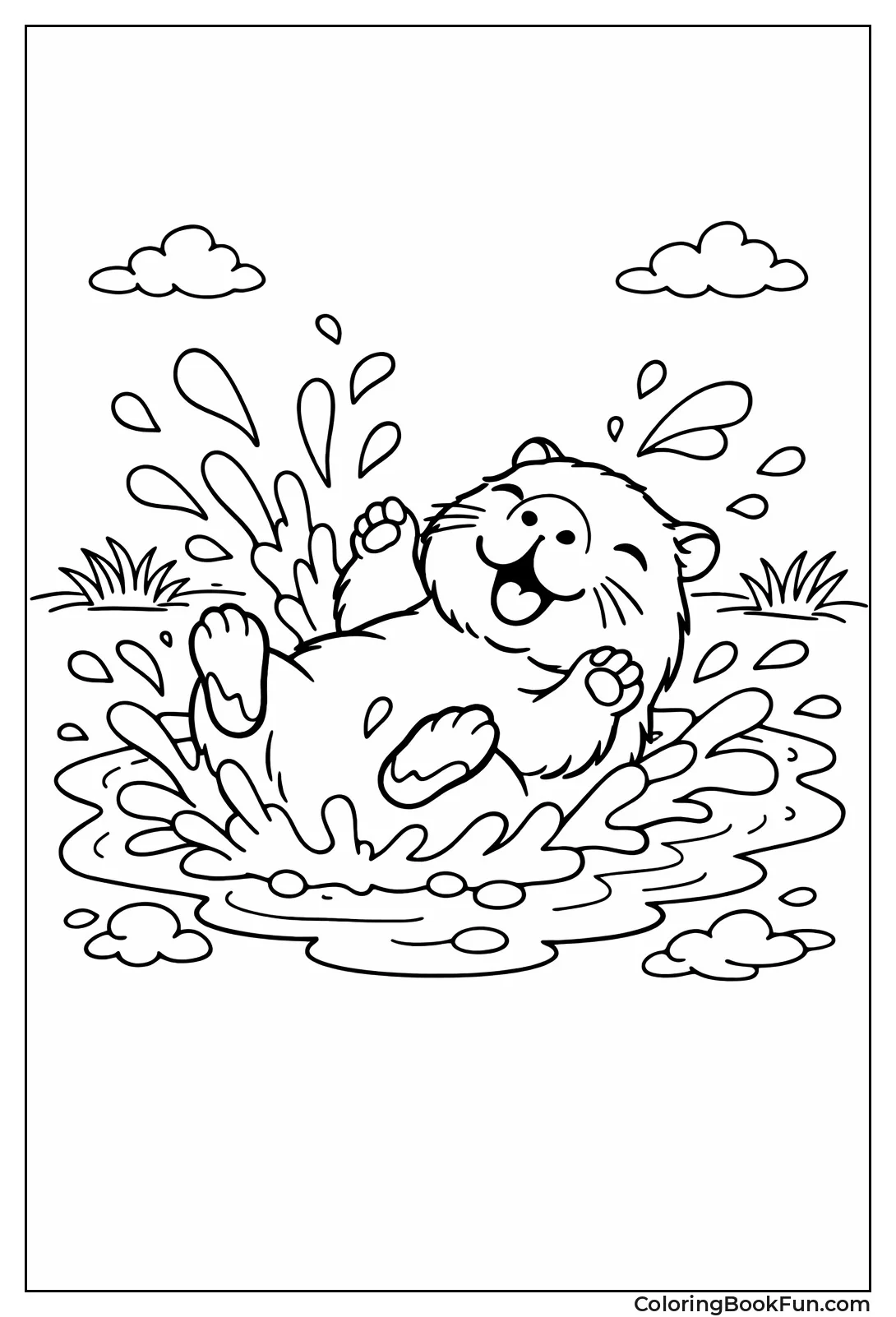 Capybara Rolling in Mud