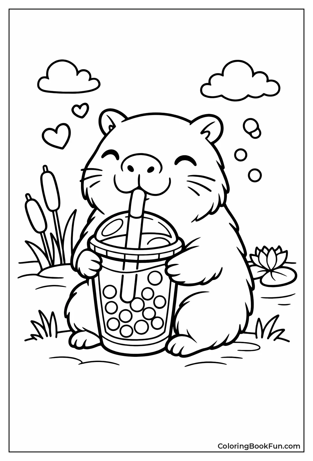 Capybara Sipping Boba Tea