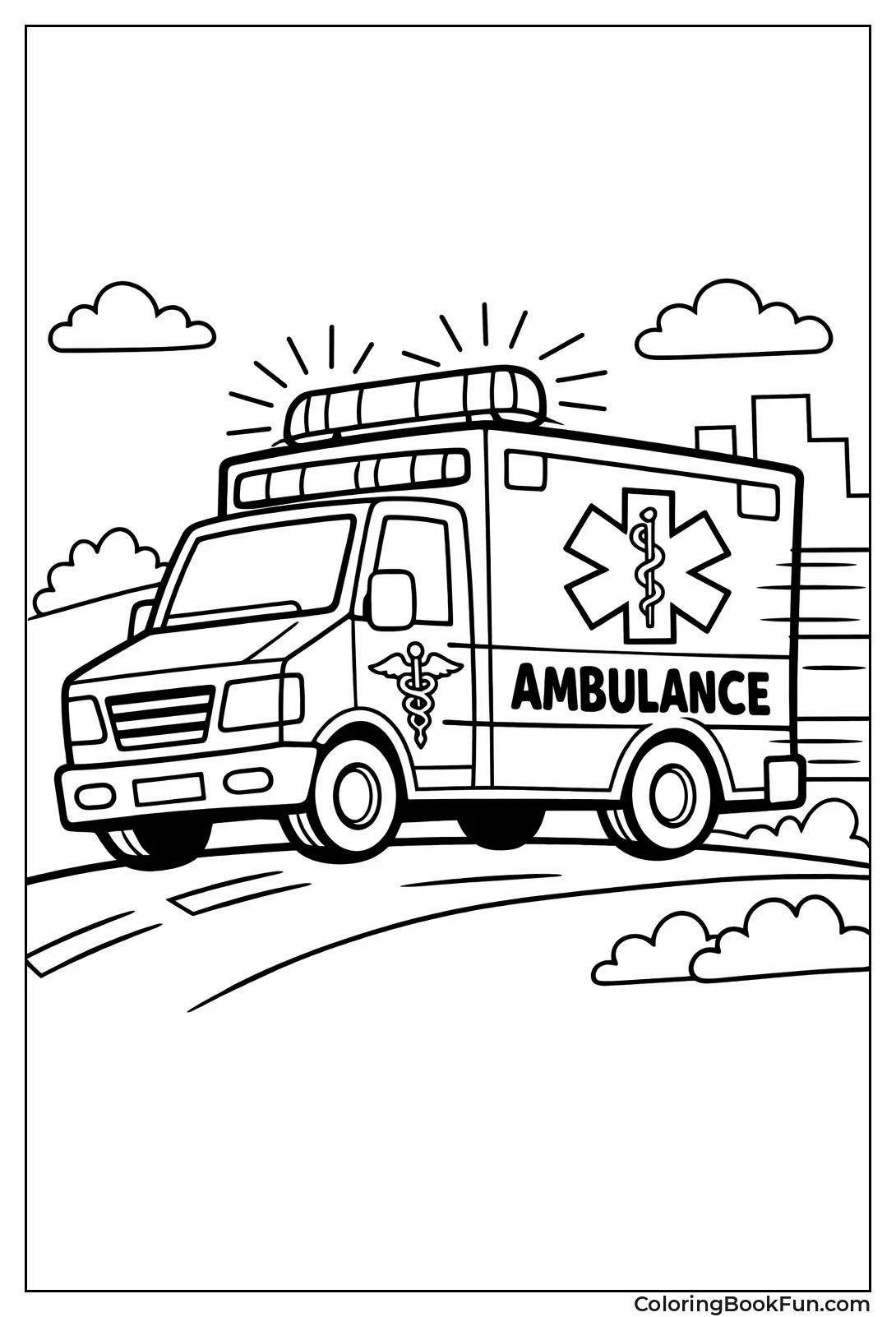 Ambulance Emergency Lights On