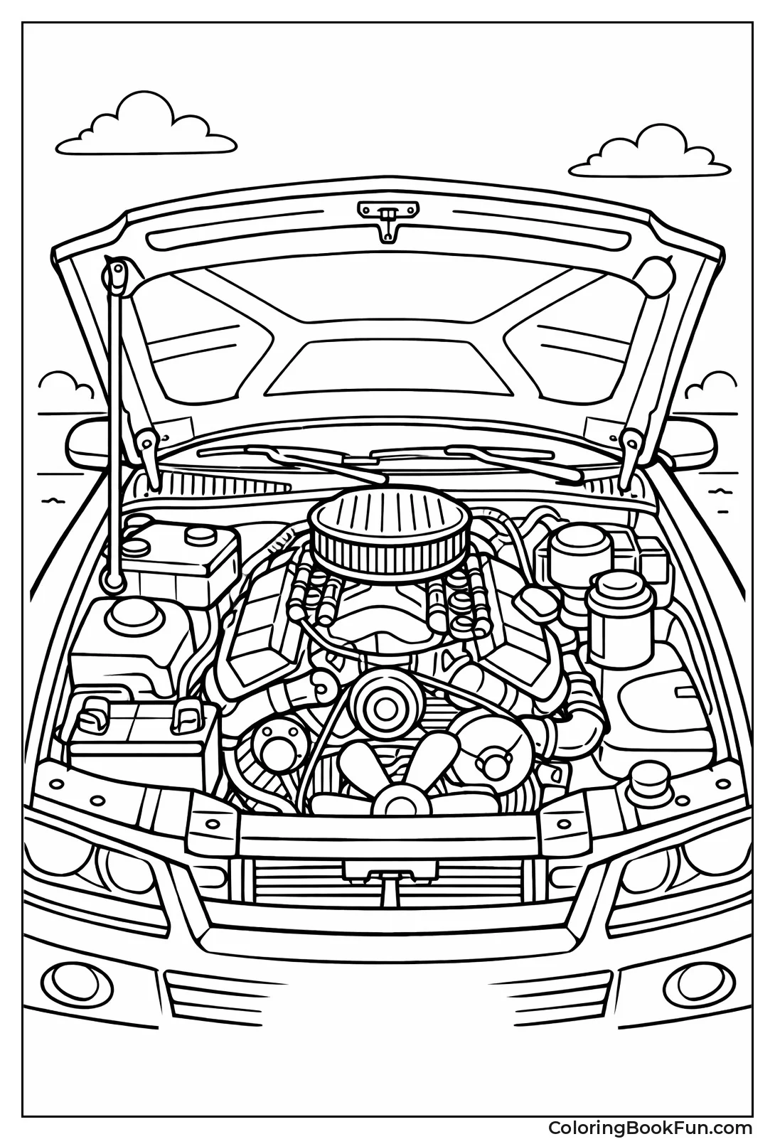 Open Engine Bay Closeup