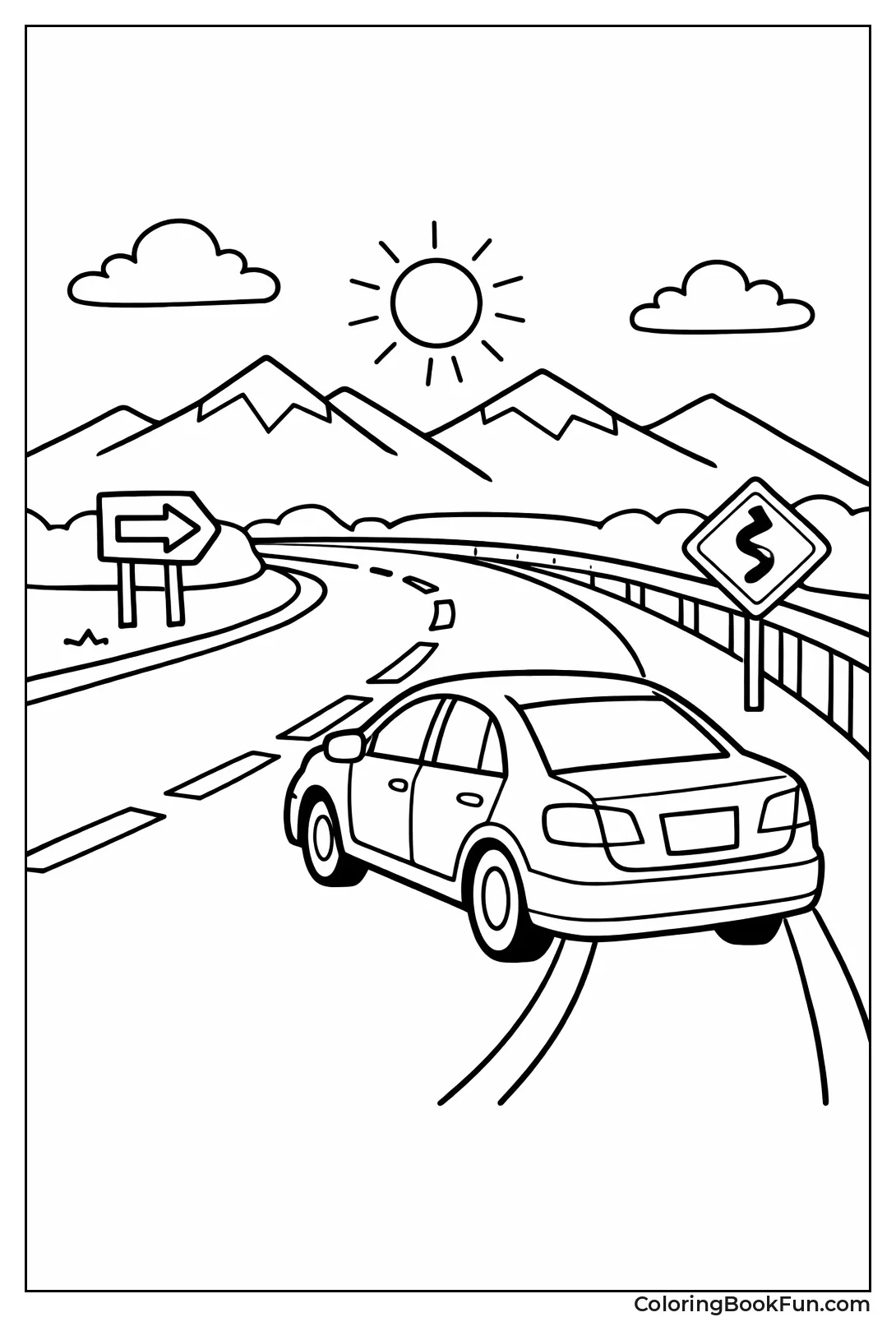 Sedan Winding Highway Drive