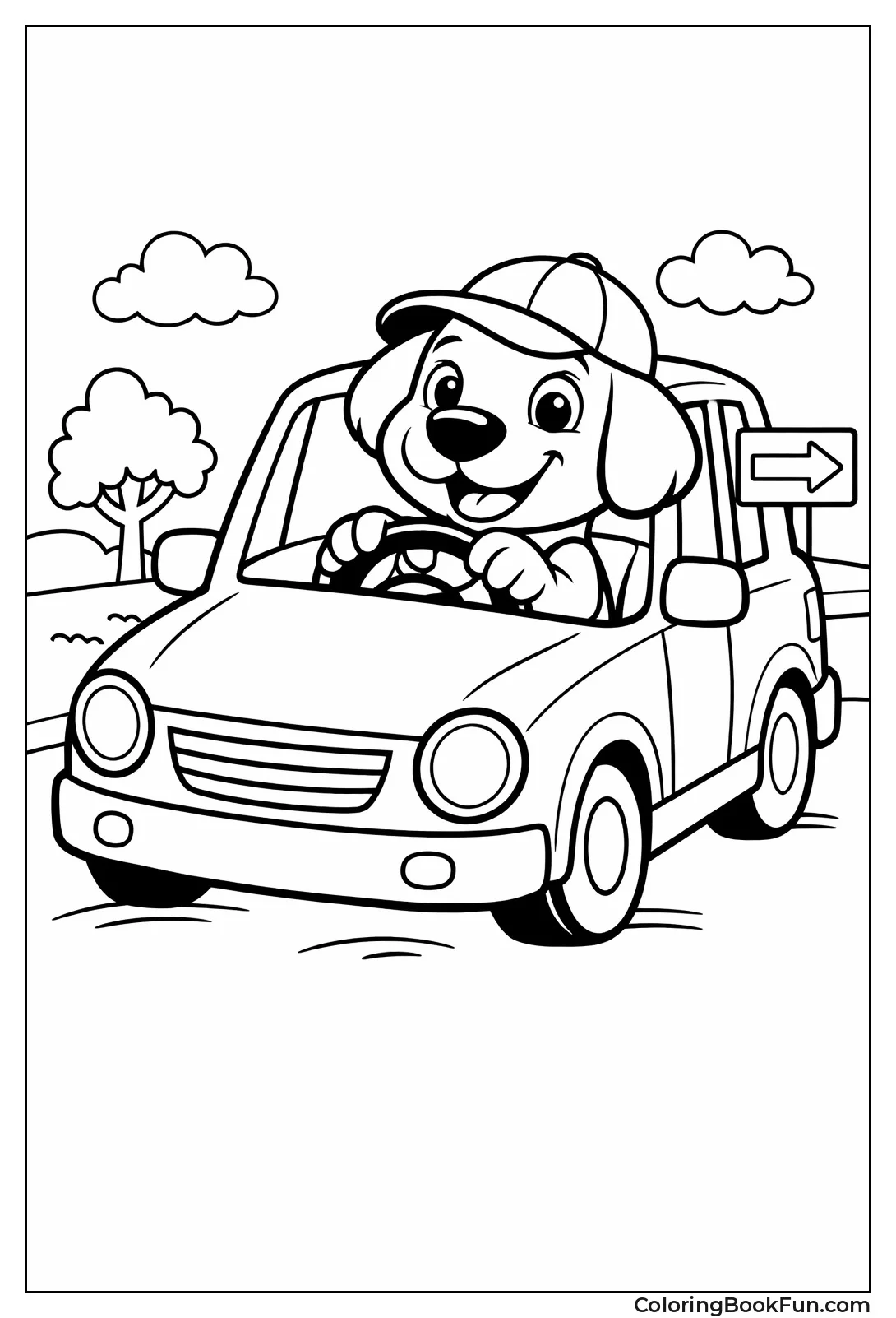 Puppy Driving Funny Car