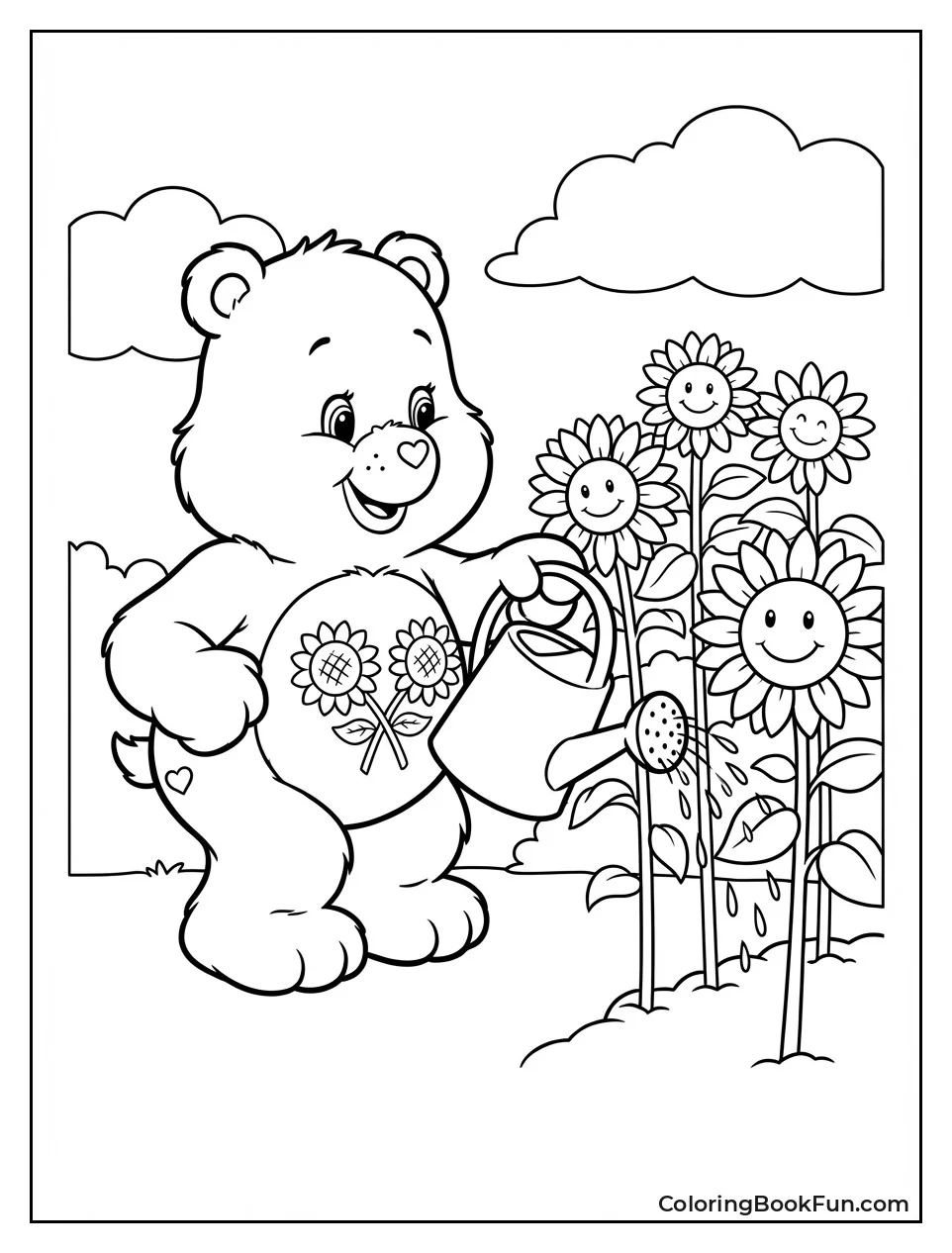 Friend Bear Waters Sunflowers