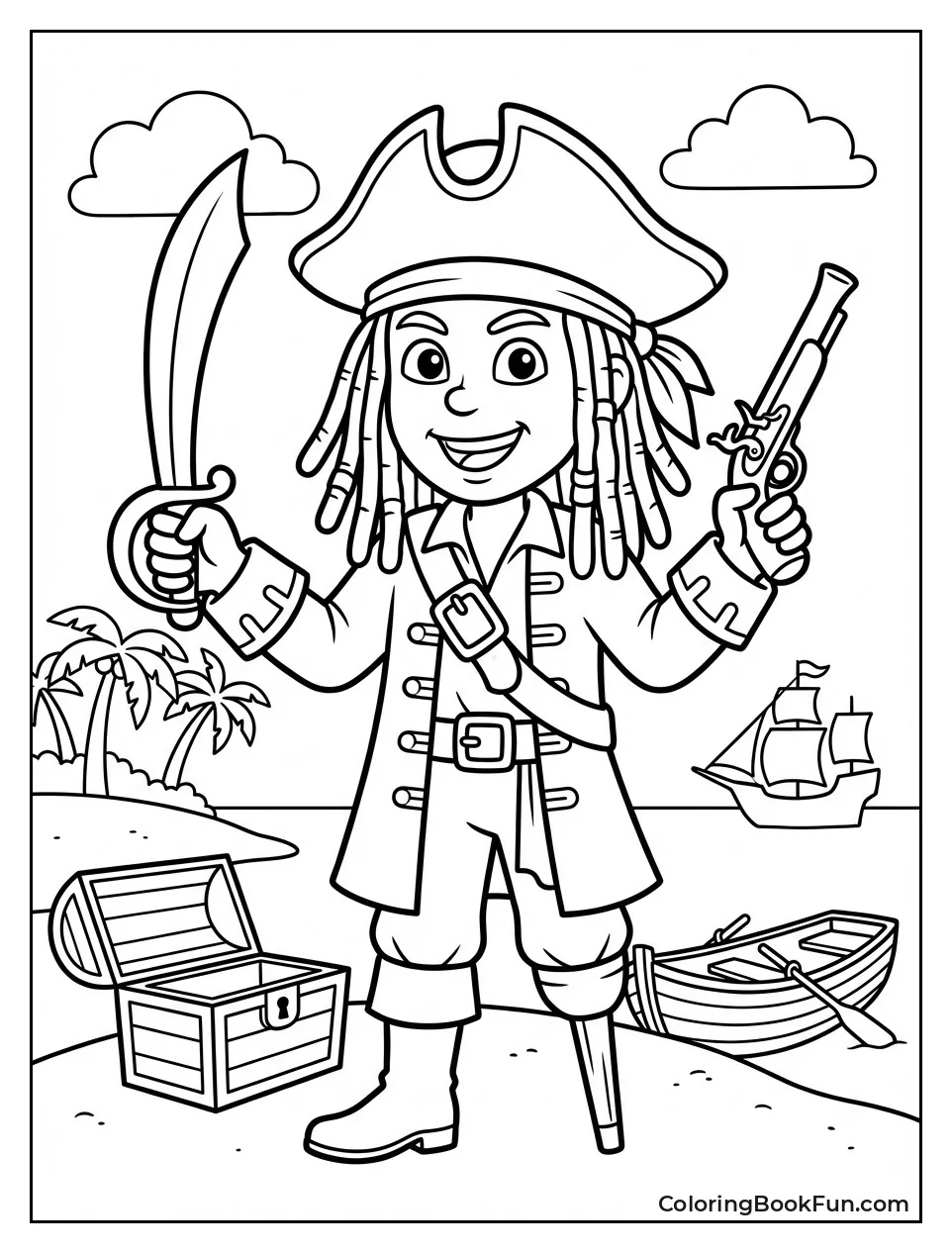 Caribbean Pirate on Tropical Shore