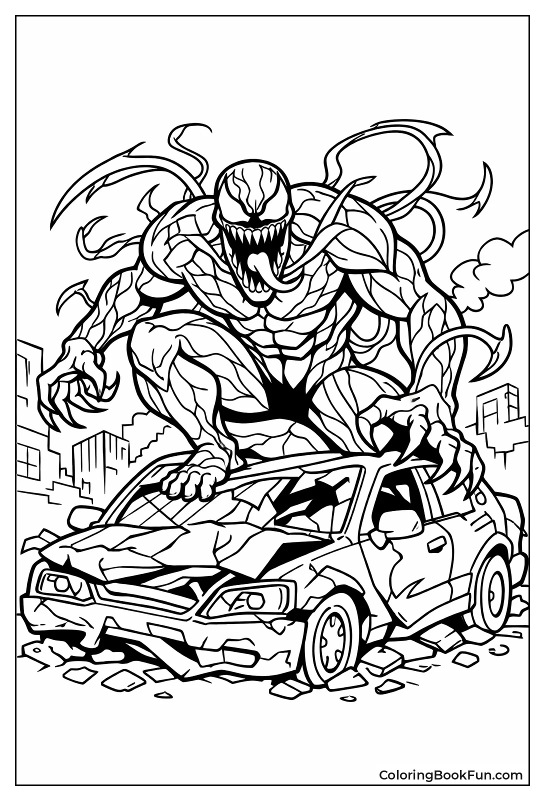 Carnage Growls atop Car