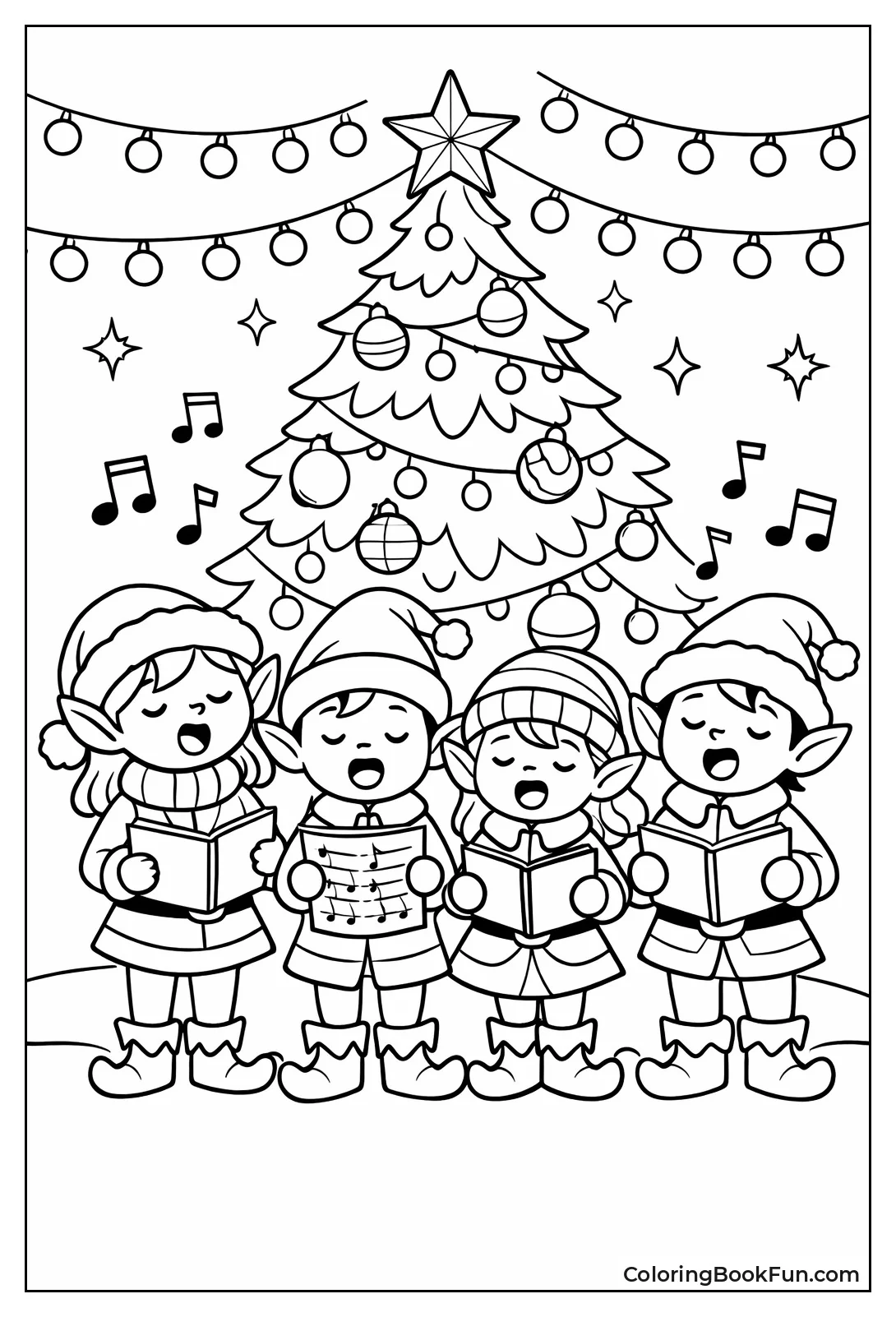 Elves Caroling under Lights