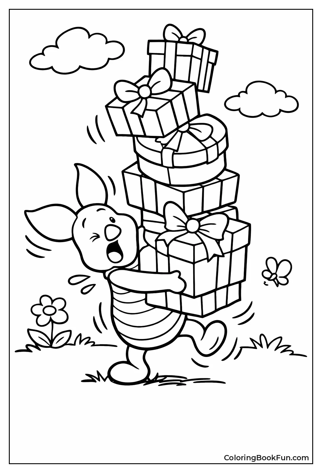 Piglet Balances Huge Gifts