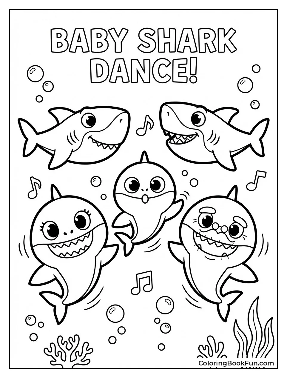 Cartoon Baby Shark with Family